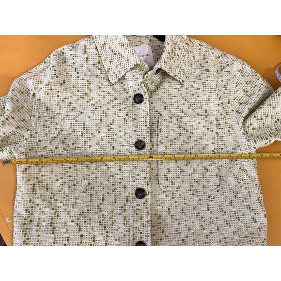Avec Les Filles Green Cropped Tweed Button Front Shacket Jacket Size Medium NWT - Picture 5 of 7